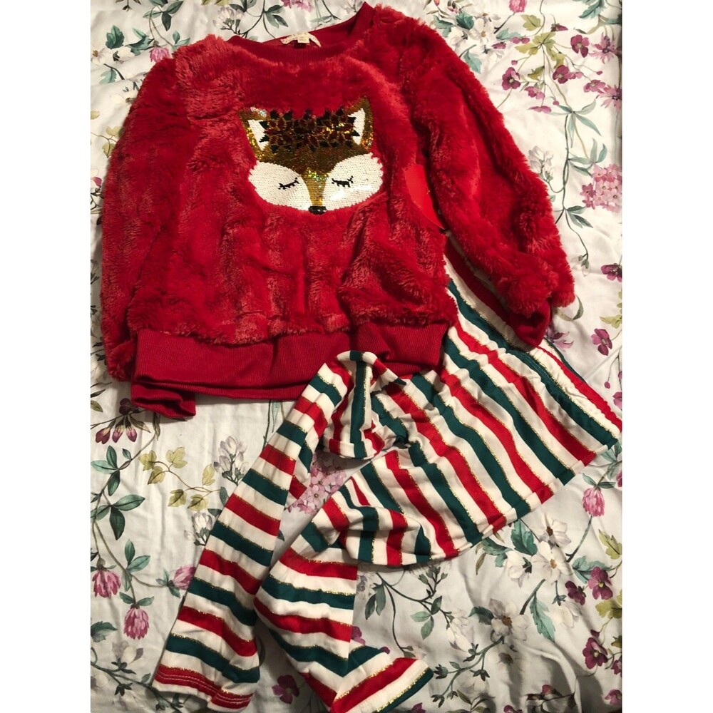 Girls Christmas Fox Oufit Size 6X NWT B5